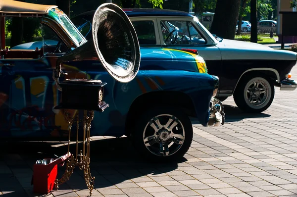 stock image Retro car and gramophone