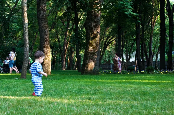 Dítě, na které se děje trávě — Stock fotografie