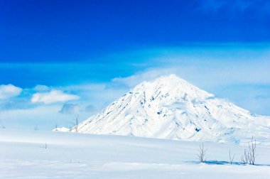 Beautiful volcano in the winter clipart