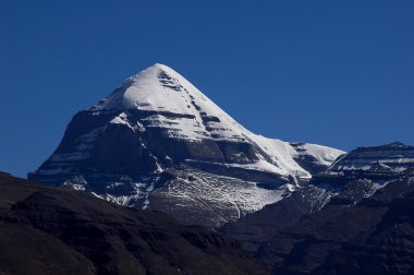 Landscape of snow-capped mountains clipart