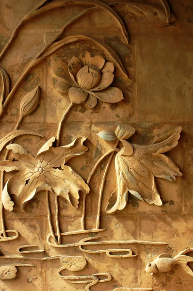 Cegła rzeźby Lotus — Zdjęcie stockowe