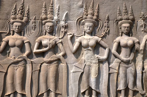 Történelmi rock art istennő, Angkor, Kambodzsa — Stock Fotó