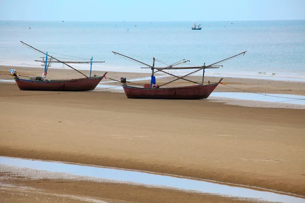 stock image Wooden fishing boat on the beach