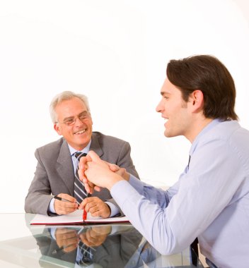 Two men during a job interview clipart