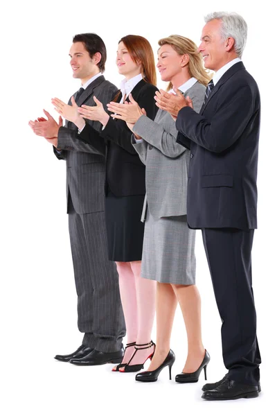 Affärsman och affärskvinna applåderar — Stockfoto