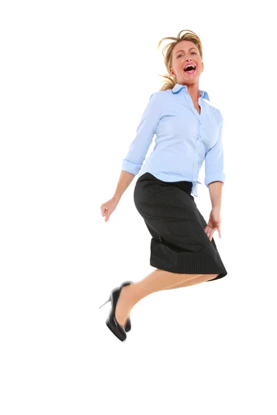 Geschäftsfrau springt — Stockfoto