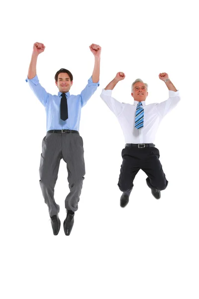 두 사업가 점프와 기쁨 — 스톡 사진