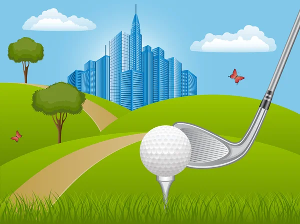 Paesaggio estivo con golf club — Vettoriale Stock