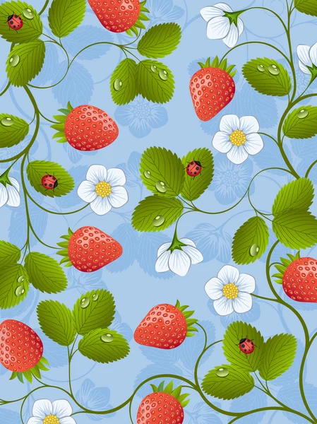 Floral background with a strawberry — Stock Vector