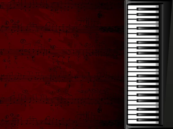 Fundo musical com teclado de piano — Vetor de Stock