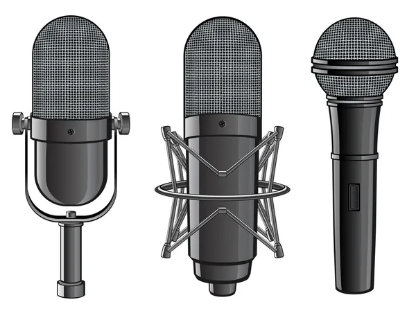 Isoliertes Bild von Mikrofonen — Stockvektor