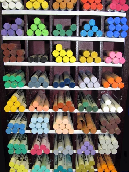 Stock image Art Studio Pastel Crayon Display Shelf