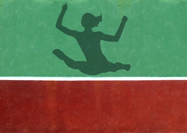 Não muito tênis - silhueta de ginasta contra a parede de prática — Fotografia de Stock
