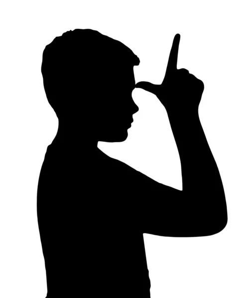 Izolované chlapec dítě gesto zobrazeno smolař — Stockový vektor
