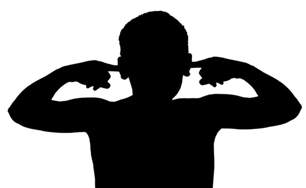 Ізольований хлопчик Дитячий жест не слухає — стоковий вектор