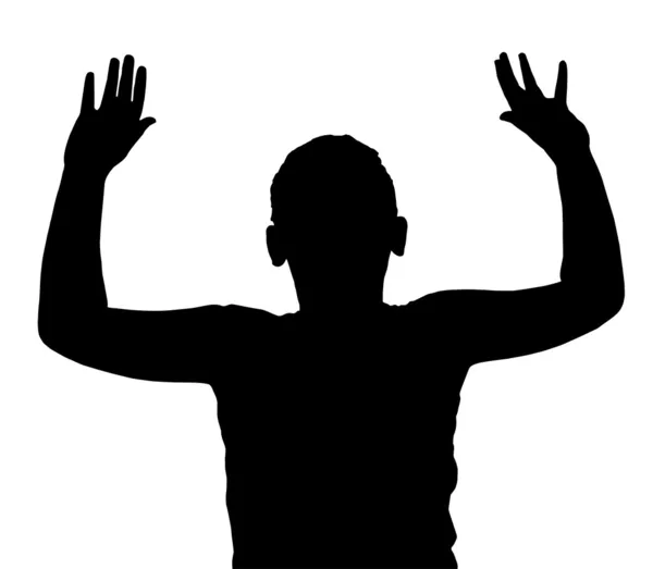 Ізольований хлопчик дитячий жест руки вгору — стоковий вектор