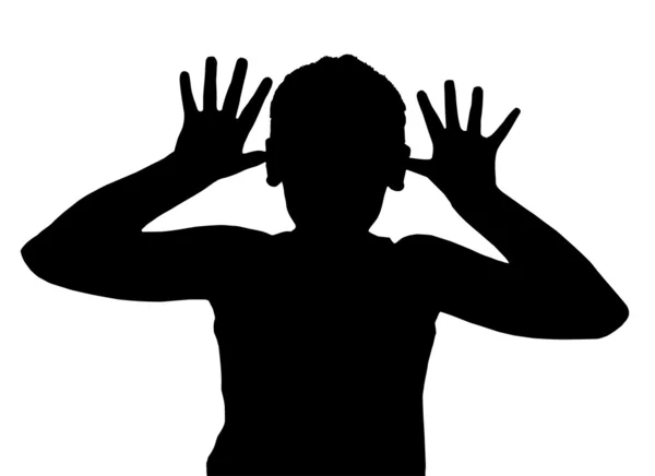 Geïsoleerde jongen kind gebaar teaser — Stockvector