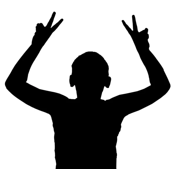 Garçon isolé geste d'enfant signe de paix ou de victoire — Image vectorielle