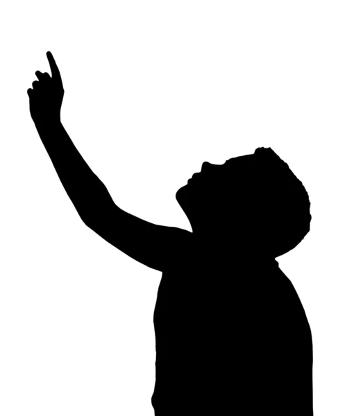 Menino isolado criança gestos apontando para cima —  Vetores de Stock