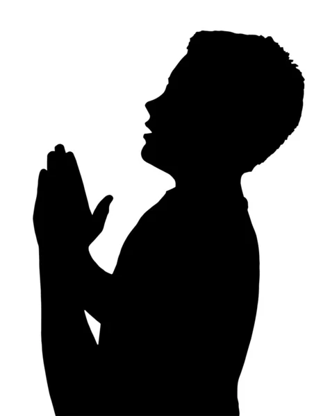 Απομονωμένες αγόρι παιδί χειρονομία προσεύχεται — Διανυσματικό Αρχείο