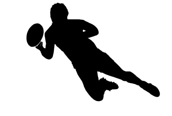 Sport silhuett - rugby football scrumhalf passerar bollen — Stock vektor