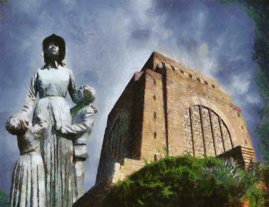 Voortrekker Monument and Statue of Mother Oil Painting clipart