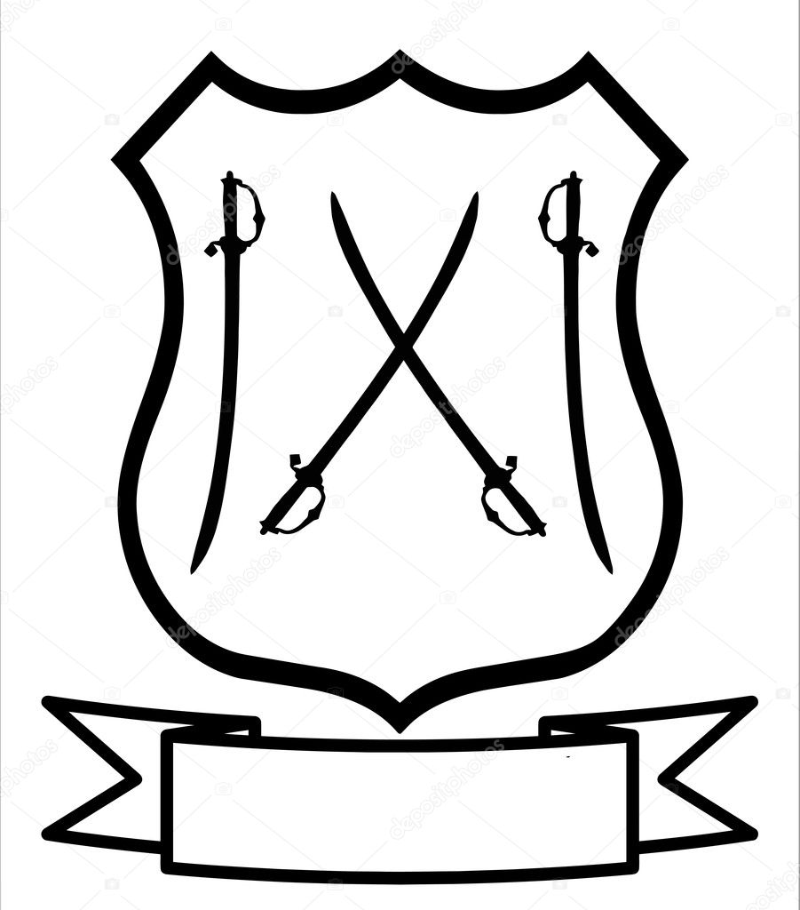 Sword Fencing Sport Emblem Badge Shield Logo Insignia Coat of Arms