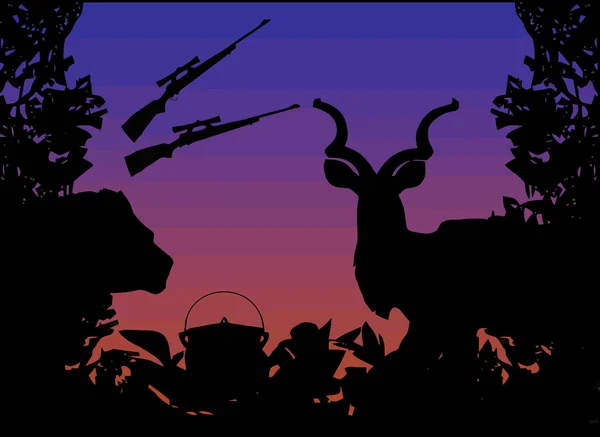 Jakt Afrika djur och natur — Stock vektor