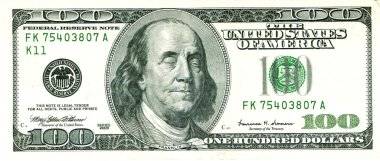 Closed Eyed Franklin 100 US Dollar Bill clipart