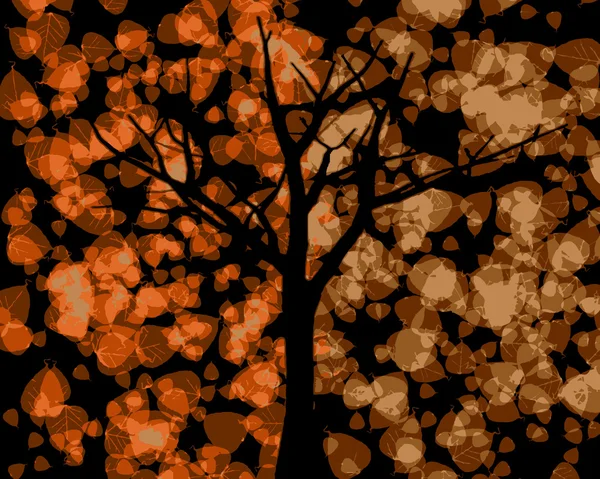 Silhueta de árvore com folhas de outono fundo VB —  Vetores de Stock