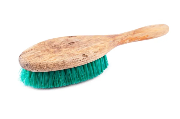 Vecchia spazzola di legno per la pulizia — Foto Stock