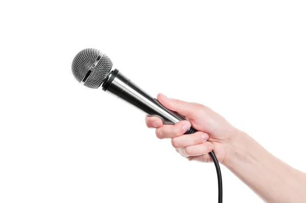 Hand met microfoon — Stockfoto