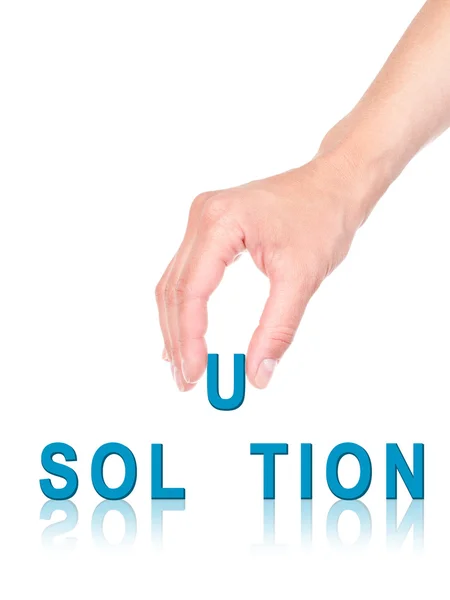 Hand and word solution — Stock Photo, Image