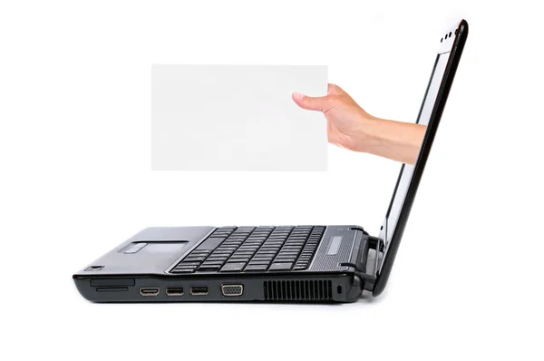 Комп'ютер і рука ноутбука — стокове фото