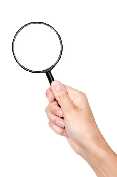 Magnifying glass in hand — Stock Photo, Image