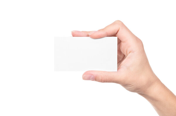 Hand holding an empty business card