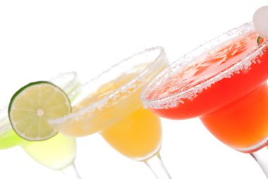 Strawberry, lime, apple Margaritas cocktails composition clipart
