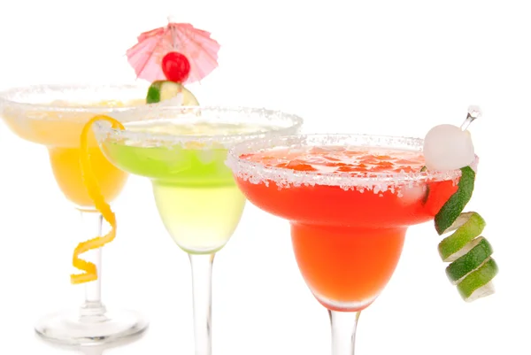 Composition de cocktails Margaritas aux fraises, citron vert et pomme — Photo