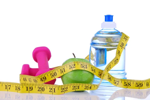 Dieta diabetes hmotnost ztráta koncept s Svinovací metr — Stock fotografie