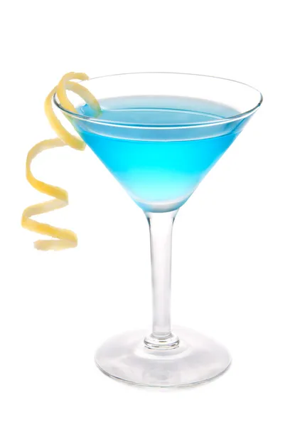 Blue Cosmopolitan cocktail in martini cocktails glass — Stock Photo, Image