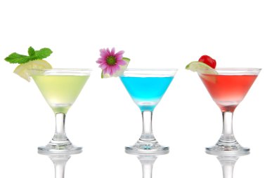 Tropical martini Cocktails gin, tequila, blue curacao clipart