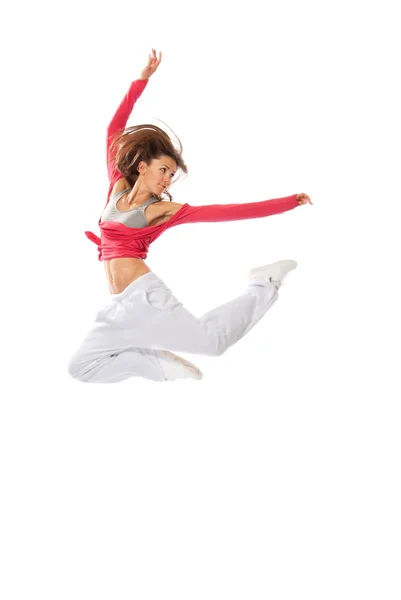 Bailarina mujer saltando estilo hip-hop — Foto de Stock