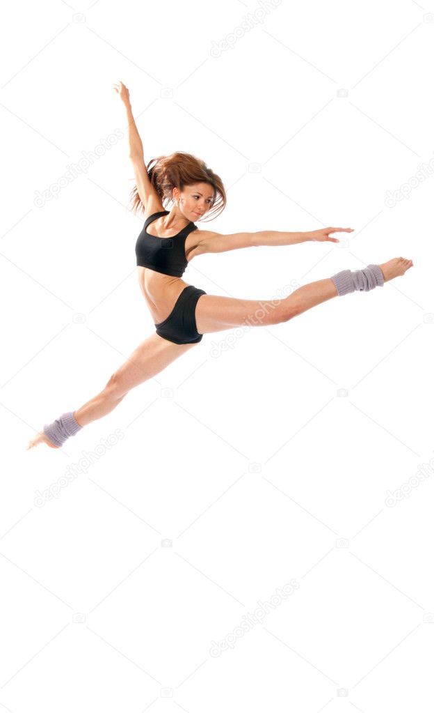 Jazz modern contemporary style woman ballet dancer jumping