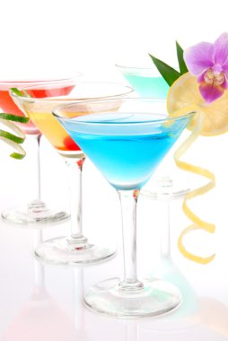 Tropical alcohol martini cocktails with fresh cold citrus fruits clipart