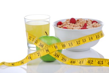 Diet weight loss concept with tape measure green and organic gre clipart