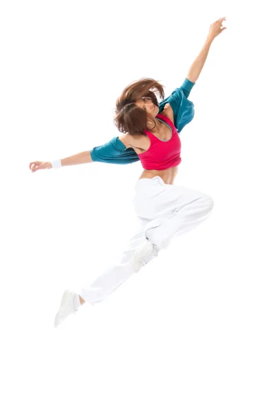 Dancer woman jumping hip-hop style — Stock Photo, Image
