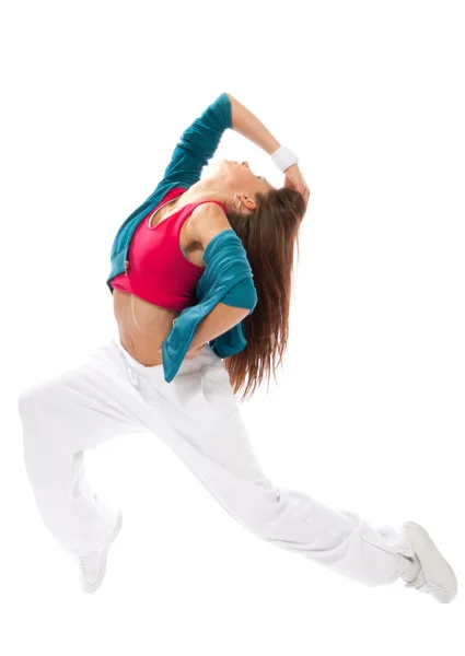 Ince hip-hop tarzı modern kadın dansçı break dans — Stok fotoğraf