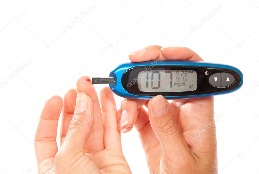 Diabetes patient Measuring glucose level blood