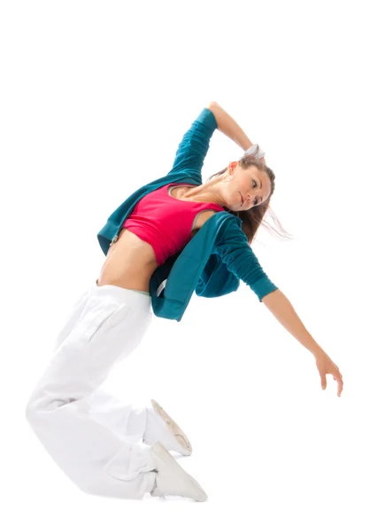Moderne slanke hip-hop stijl vrouw danser break dancing — Stockfoto