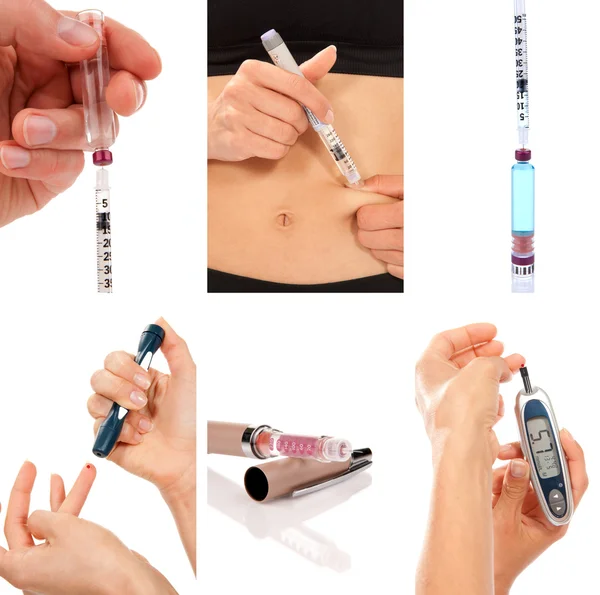 Cukrzyca cukrzycowej koncepcja kolaż insuliny — Zdjęcie stockowe